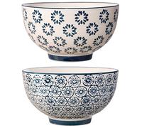 BLOOMINGVILLE Tazón de cerreal de Colores Kristina - Cuencos de Cereales, para Desayuno, Sopa, Fruta, Ensalada Ø 13,5 cm, Azul, Cerámica, Juego de 2, Capacidad 450 ml
