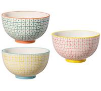 BLOOMINGVILLE tazones de colores Carla Spring - Cuencos de Cereales, para Desayuno, Sopa, Fruta, Ensalada Ø 11,5 cm, verde azul amarillo, Cerámica, juego de 3, Capacidad 280 ml
