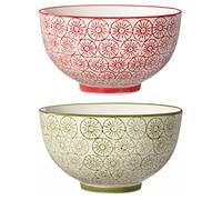 BLOOMINGVILLE tazones de Colores Isabella - Cuencos de Cereales, para Desayuno, Sopa, Fruta, Ensalada Ø 11,5 cm, Rojo Verde, Cerámica, Juego de 2, Capacidad 280 ml