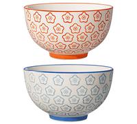 BLOOMINGVILLE tazones de Colores Isabella - Cuencos de Cereales, para Desayuno, Sopa, Fruta, Ensalada Ø 11,5 cm, Rojo Azul, Cerámica, Juego de 2, Capacidad 280 ml