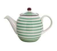 Bloomingville Tetera Patrizia Blanco Verde Rayas 1,2 Litros Jarro con Tapa