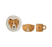 Bloomingville Vajilla infantil Fenix gres 3 piezas perro