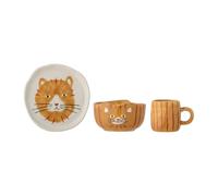 Bloomingville Vajilla infantil Kittie gres 3 piezas gato