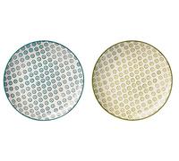 Bloomingville Van Well Isabella - Juego de platos (cerámica, 2 unidades), color verde