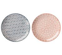 Bloomingville Van Well Kristina - Juego de platos (cerámica, 2 unidades), color azul y naranja