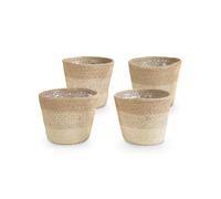 Bloomique - Maceta Trenzada Gaby - Juego de 4 Macetas - Beige - Yute - Cesta para Plantas - Interior y Exterior - H13x Ø12