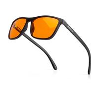 Bloomoak-99% Gafas de bloqueo de luz azul-Antideslumbrantes-Antifatiga-TR90-Adecuado para pantallas, juegos, tvs (Naranjas Ámbar - 99% - Marco negro, Rectangular)