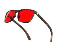 Bloomoak-99% Gafas de bloqueo de luz azul-Antideslumbrantes-Antifatiga-TR90-Adecuado para pantallas, juegos, tvs (Verdadero rojo oscuro - 100% - Carey marrón, Rectangular)