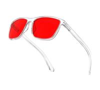 Bloomoak-99% Gafas de bloqueo de luz azul-Antideslumbrantes-Antifatiga-TR90-Adecuado para pantallas, juegos, tvs, teléfonos (Rojo oscuro auténtico - 100% - Sleep Master - Marco transparente)