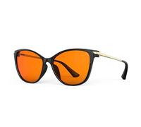 Bloomoak-99% Gafas de bloqueo de luz azul-Gafas para juegos-Antideslumbrantes-Material antifatiga-TR90-Adecuado para pantallas, juegos, tvs(Naranjas ámbar - 99% - Ojo de gato Oro negro)