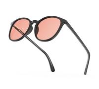 Bloomoak-99% Redondo Retro Gafas de bloqueo de luz azul-Gafas para juegos-Antideslumbrantes-Antifatiga-TR90-Adecuado para pantallas, juegos, tvs, teléfonos móviles (Rosa - 80% - Marco retro negro)