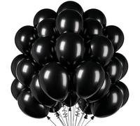 BlooMoo Globos negros, 50 unidades globos de látex negro, globos de helio para cumpleaños, bodas, JGA, graduación, baby shower, aniversario, fiestas, decoraciones de 30,5 cm