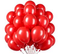 BlooMoo Globos rojos, 50 globos de látex rojo mate, globos de helio para cumpleaños, bodas, JGA, graduación, baby shower, fiestas juveniles, decoraciones de fiesta de 12 pulgadas