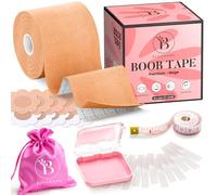 BLOOMORA Boob Tape Premium - Cinta Adhesiva Pecho con Pezoneras - Cinta Pecho Invisible 5cm - Adhesivo para Vestidos sin Tirantes - Accesorios Incluidos - Beige