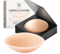 BLOOMORA Pezoneras Mujer - Cubiertas de Pezón Adhesivas de Silicona Reutilizables - Invisibles con Estuche - Talla 1 (Copas C-D) - Color Crema