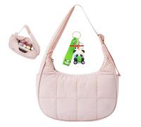Bloomr Bag, Small Puffer Crescent Shoulder Bag, Small Puffer Purses for Women, with Adjustable Shoulder Strap (Pink)