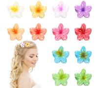 Blooms 12 Piezas Pinzas Pelo Mujer Flor Hawaiana Pinzas Para el Pelo Antidérapantes Pinzas de Pelo Flower Hair Clips Adecuado Fiestas Diarias Fiestas Playa Vacaciones Piscina