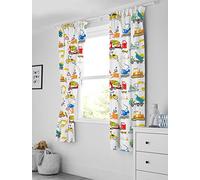 Bloomsbury Mill - Cortinas Forradas con Alzapaños para Niños - Vehículos De Construcción - Camiones, Excavadoras y Grúas - 168 cm x 183 cm