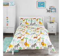 Bloomsbury Mill - Juego de Funda Nórdica Cama 105 para Niños y Niñas - Animales de la Jungla/Safari - Juego de Edredón Reversible y 2 Almohadas para Infantil - 200 x 200 cm