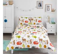 Bloomsbury Mill - Juego de Funda Nórdica Cama 105 para Niños y Niñas - Animales del Bosque - Juego de Edredón Reversible y 2 Almohadas para Infantil - 200x200 cm