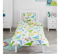 Bloomsbury Mill Juego de Funda Nórdica para Cuna/Bebe - Dinosaurios Jurassic - Ropa de Cuna para Niños y Niñas y Almohada Reversible para Cama Infantil/Niño Pequeño - 120 x 150 cm