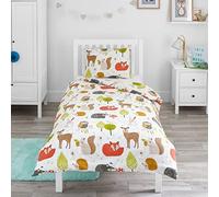 Bloomsbury Mill - Juego de Funda Nórdica Reversible para Niños y Niñas -Animales del Bosque - Juego de Edredón Individual y Almohadas para Cama Individual Infantil - 135 x 200 cm