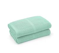 Bloomsbury Mill - Mantas Celulares Extrasuaves para Bebé - 100% Algodón Orgánico Puro - Azul para Carrito, Capazo o Viajes - Juego de 2 - Menta/Verde