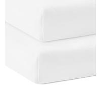 Bloomsbury Mill - Sábanas bajeras de Punto Liso Suave - 100% algodón - Blanco - 70cm x 140cm - para Cuna - Juego de 2
