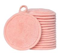 BloomSesame Almohadillas desmaquillantes reutilizables, paquete de 16 toallitas faciales de microfibra para limpieza facial, ojos, labios (3.5 pulgadas, coral)