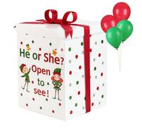 BLOOMWIN Caja de Globos Gender Reveal - Juegos Revelacion Genero Bebe Navideños Ideas Gender Reveal Navidad, Christmas Gender Reveal Party Decoration, Cajas Baby Shower Decoración Niño o Niña