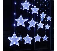BLOOMWIN Guirnaldas Luces Cortina 3m Estrellas con Control Remoto 8 Modos 180 LED 5V USB con Ganchos Cadena de Luces de Navidad para Balcón, Ventana, Pared, Escaparate, Boda, Fiesta, Navidad