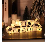 BLOOMWIN Merry Christmas Luz de Feliz Navidad 28cm Letrero de Letras LED iluminadas Colgante Decoraciones Navideñas Adorno Navidad para Puerta Ventana Pared Escaparates Árbol de Navidad