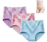 Bloomypink High Waist Incontinence Panties, Leakproof Underwear for Women Incontinence Leak Proof Protective Pants (2XL,3pcs C)