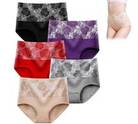 Bloomypink High Waist Incontinence Panties, Leakproof Underwear for Women Incontinence Leak Proof Protective Pants (5XL,5pcs C)