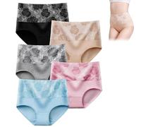 Bloomypink High Waist Incontinence Panties, Leakproof Underwear for Women Incontinence Leak Proof Protective Pants (5XL,5pcs A)