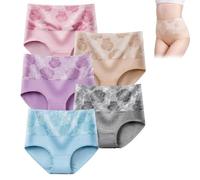 Bloomypink High Waist Incontinence Panties, Leakproof Underwear for Women Incontinence Leak Proof Protective Pants (XL,5pcs B)