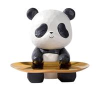 BLOOOK Estatua de escultura, figura de panda, bandeja decorativa, diseño de oso panda, esculturas con bandeja decorativa, diseño de oso panda
