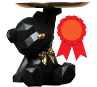 BLOOOK Estatua Escultura, Figura de Oso Bandeja Decorativa, Esculturas de Oso con Bandeja Decorativa, Figuras Decorativas de Oso de Peluche, Cuenco Decorativo para Postres, Cosméticos, Joyas, Velas (