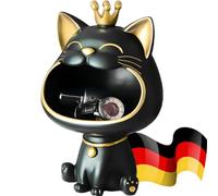 BLOOOK Figura de Gato Sonriente, Escultura de Gato Maneki Neko Fortune, decoración Kawaii, Regalo para Llaves, Bandeja de Joyas, decoración Moderna para salón, hogar, Pasillo, Muebles (Negro)