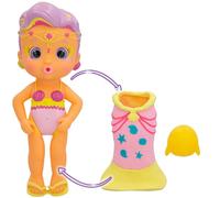 BLOOPIES Magic Tail Mermaids Audrey | Muñeca Sirena con Cola retirable y con su Amigo del mar; Lanza Chorros de Agua y Hace Burbujas - Juguete y Juego baño para niños y niñas