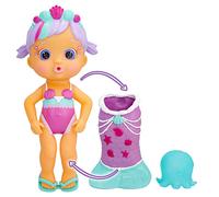 BLOOPIES Magic Tail Mermaids Daisy | Muñeca Sirena con Cola brilante y retirable y su Amigo del mar, Lanza Chorros de Agua y Hace Burbujas - Juguete y Juego baño para niños y niñas