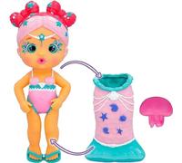 Bloopies Magic Tail Mermaids Layla | Muñeca Sirena con Cola retirable y con su Amigo del mar; Lanza Chorros de Agua y Hace Burbujas - Juguete y Juego baño para niños y niñas