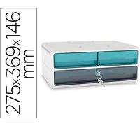 Bloque Clasificador De Cajones Con Cerradura Moov Up Reciclado 80% 3 Cajones Color Azul/Gris - CEP