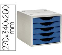 Bloque Clasificador De Cajones Q-Connect 5 Cajones Color Azul Opaco 270X340X260 Mm - Q-CONNECT