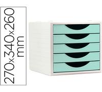 Bloque Clasificador De Cajones Q-Connect 5 Cajones Color Verde Pastel 270X340X260 Mm - Q-CONNECT