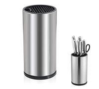 Bloque Cuchillos Cocina, Soportes para Cuchillos, Portacuchillas de Acero Inoxidable, Bloque Cuchillos para Encimera, con Orificios Drenaje y Ranuras Tijeras, para Colocar Cuchillos y Tijeras