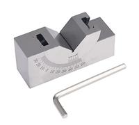 Bloque de ángulo V, medidor de ángulo micro ajustable con llave, bloque de ángulo V de acero inoxidable 0-60° para torno de fresado (75 x 36 x 25 mm)