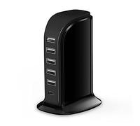Bloque de carga 6 en 1 Upoy, cargador USB C de 40 W 3 A, concentrador de carga con 5 puertos USB (compartido 6 A) para múltiples dispositivos electrónicos, estación de carga USB multipuertos, cargador