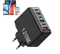 Bloque de carga USB C, bloque de carga tipo C,Cubo de bloque de carga de 120 W - Hub de bloque de cargador de carga rápida, cubo de bloque de carga multipuerto con 3 USB C y 3 USB A para múltiples dis
