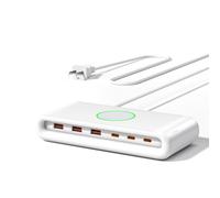 Bloque de carga USB C, estación de carga rápida, GaN III 6 puertos Hub de estación de carga, PD 65 W PD 20 W USB C adaptador de cargador para MacBookPro/Air, DELL, iPad, iPhone, Samsung Galaxy, Steam